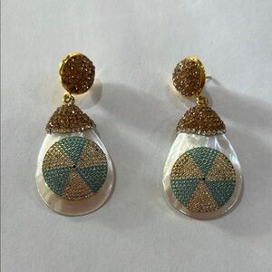 Elegant Gold and Blue Earrings